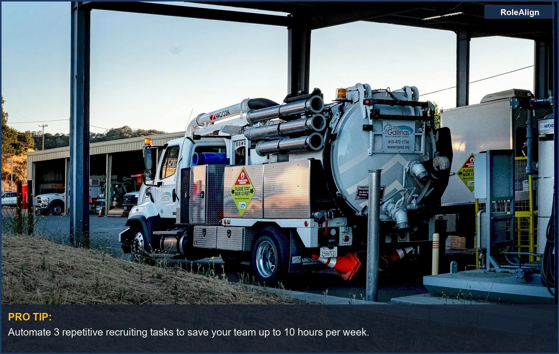 Fuel transport truck at an industrial site, illustrating the vital logistics involved in successful hiring and recruiting strategies.