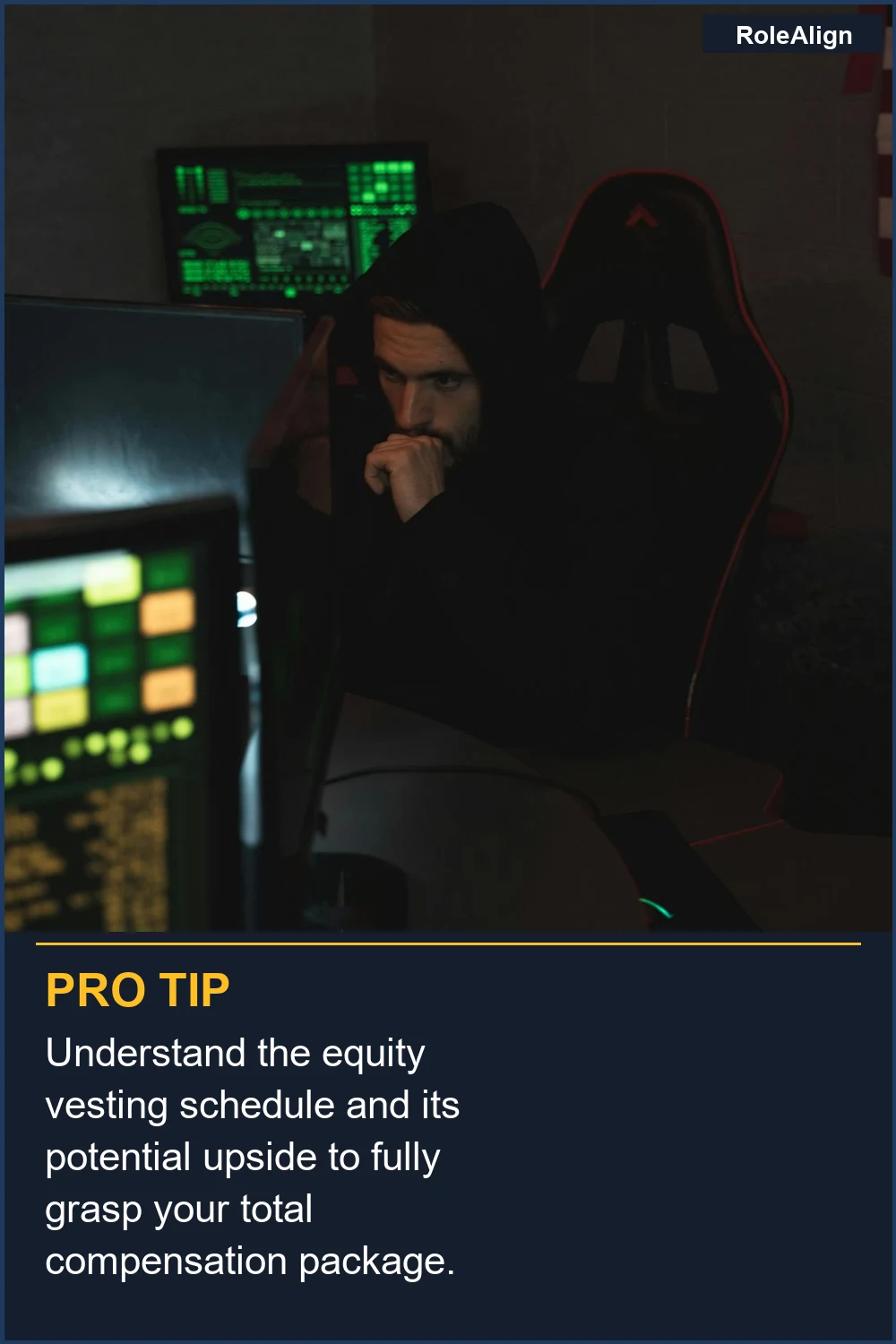Understand the equity vesting schedule and its potential upside to fully grasp your total compensation package.