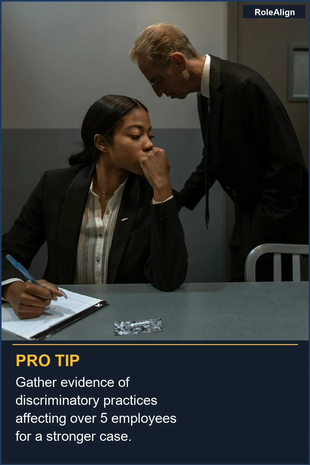 Gather evidence of discriminatory practices affecting over 5 employees for a stronger case.