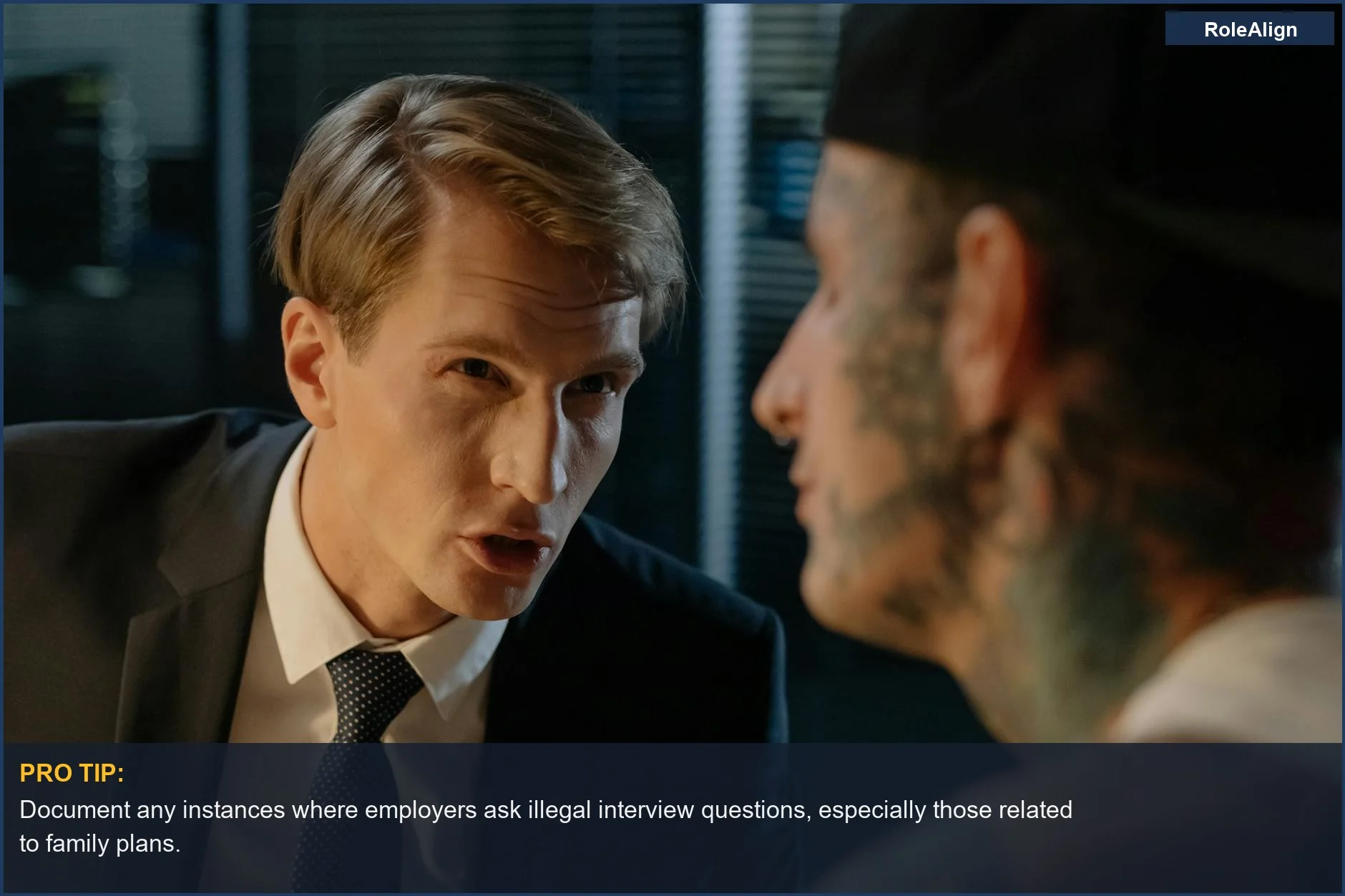 Detective questions tattooed suspect, demonstrating the impact of illegal interview questions and employer limitations.