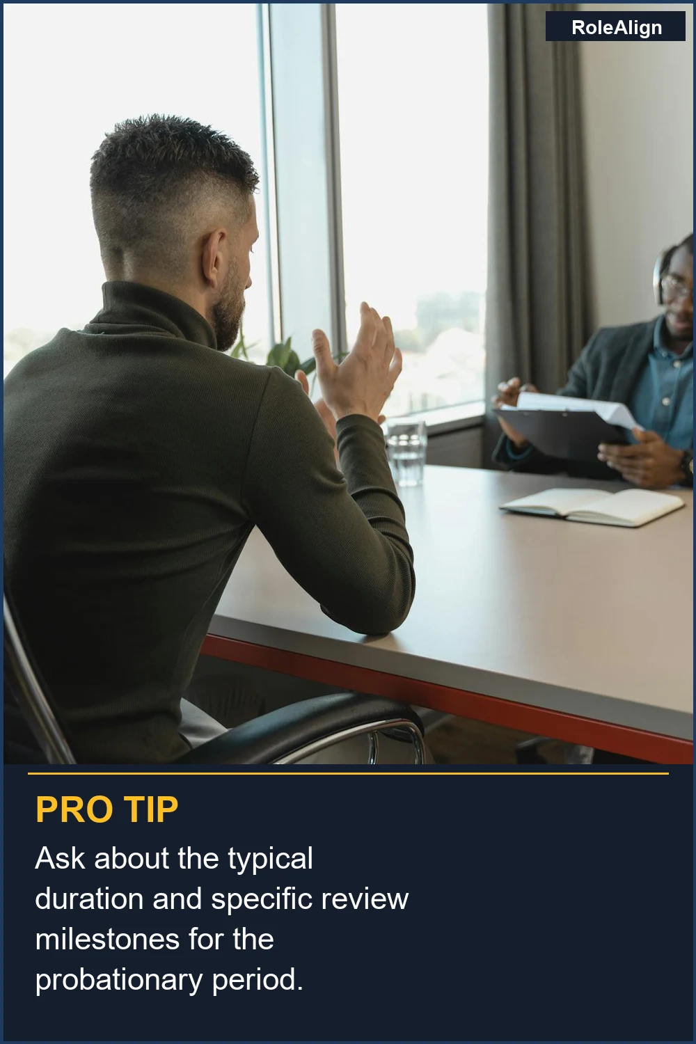 Ask about the typical duration and specific review milestones for the probationary period.