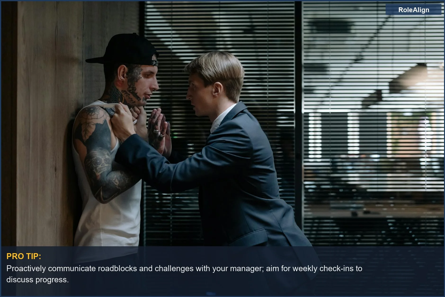 Intense confrontation between a detective and suspect, representing a challenging workplace situation.