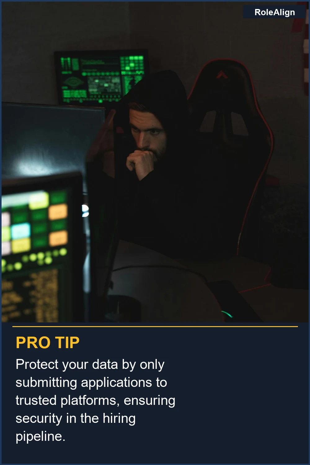 Protect your data by only submitting applications to trusted platforms, ensuring security in the hiring pipeline.
