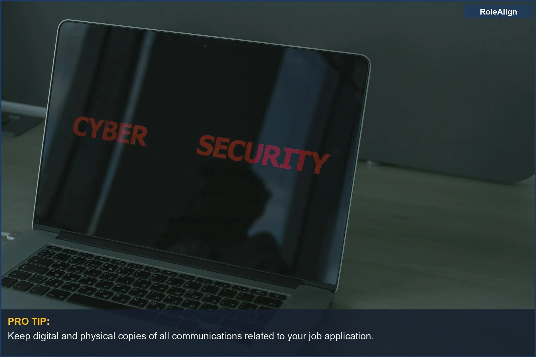 Close-up of a laptop displaying cybersecurity text, illustrating documentation for discrimination complaints.