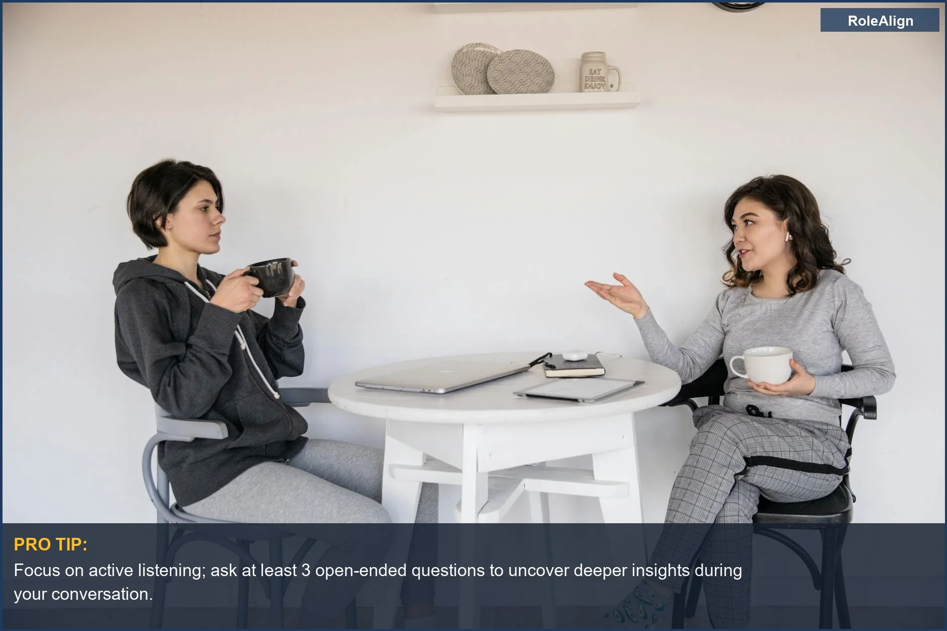 Two women having a coffee chat, illustrating the purpose of informational interviews for building connections.