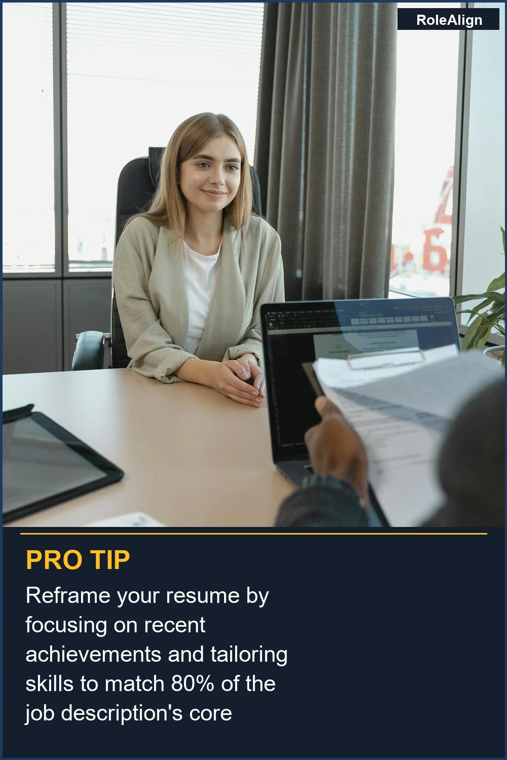 Reframe your resume by focusing on recent achievements and tailoring skills to match 80% of the job description's core needs.