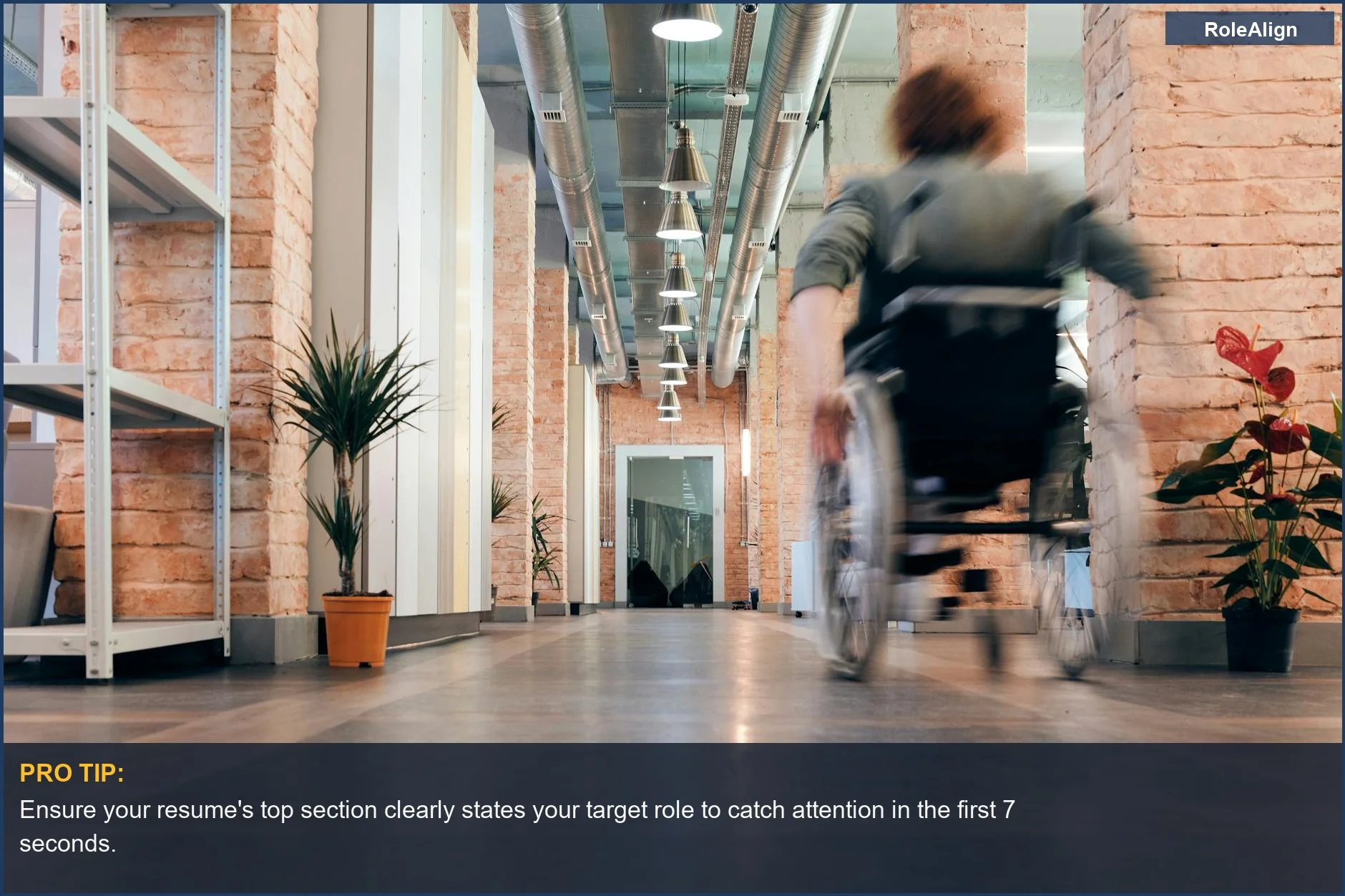 Speeding through a modern office, this image represents the quick resume screening tips recruiters use.