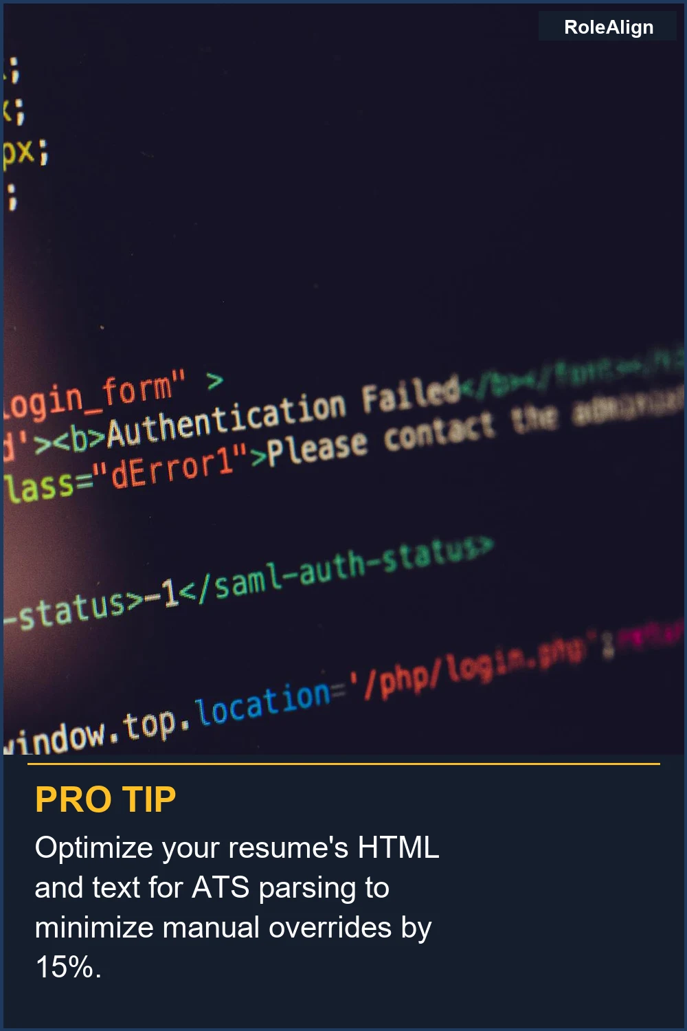 Optimiza el HTML y el texto de tu currículum para el análisis del ATS para minimizar las anulaciones manuales en un 15%.
