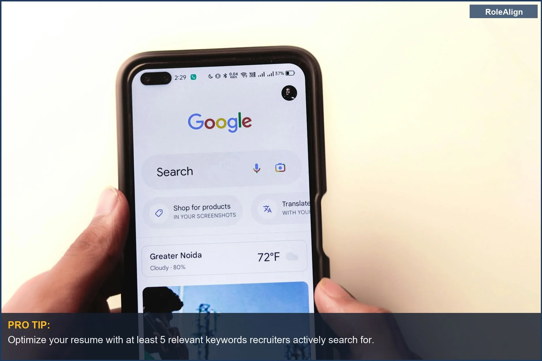 Recruiter using smartphone to perform an ATS database search for job candidates.