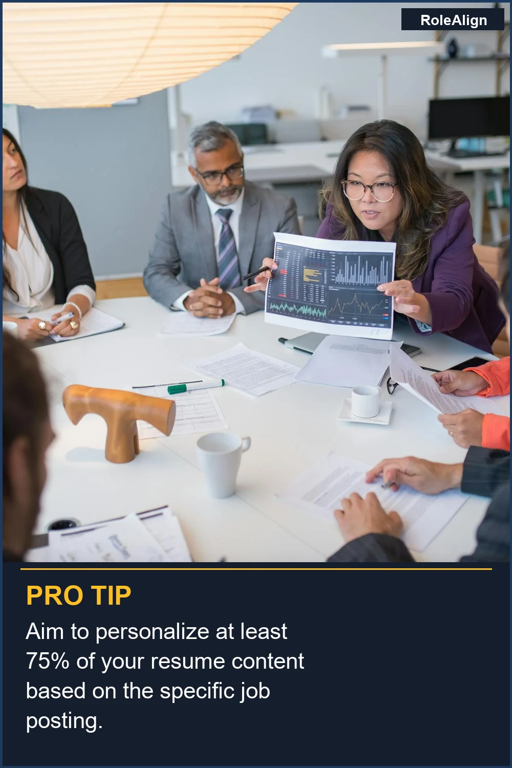 Intenta personalizar al menos el 75% del contenido de tu currículum basándote en la oferta de trabajo específica.