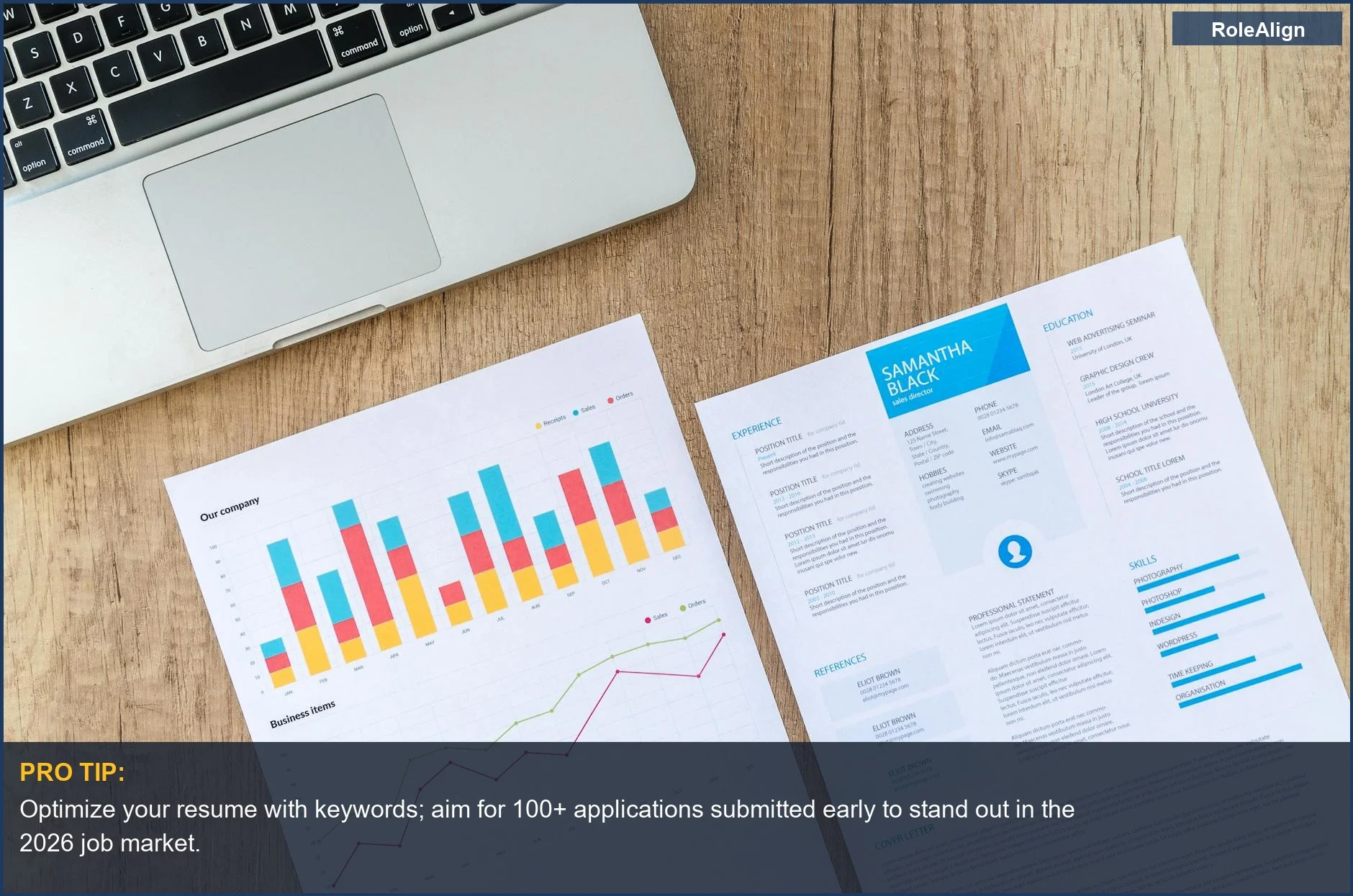 Recruiter's desk with laptop, charts, and resume illustrating the overwhelming job search volume in 2026.